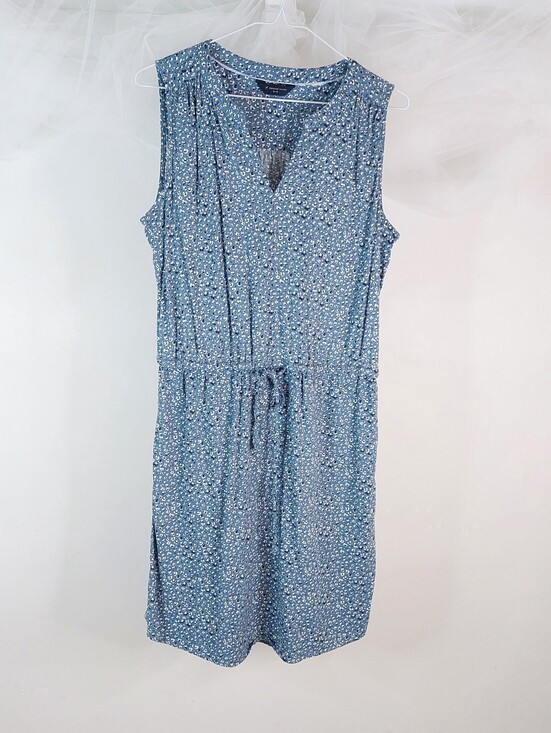 Denver Hayes Dresses & Skirts - Denver Hayes Blue White Floral Sleeveless Drawstring Tunic Dress Size S